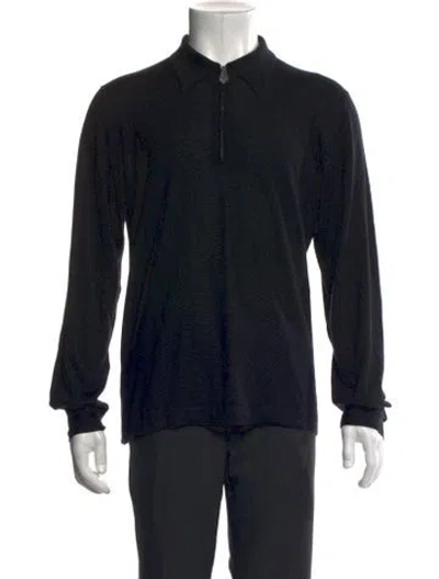 Pre-owned Hermes Mock Neck Long Sleeve Polo Sweater In Black