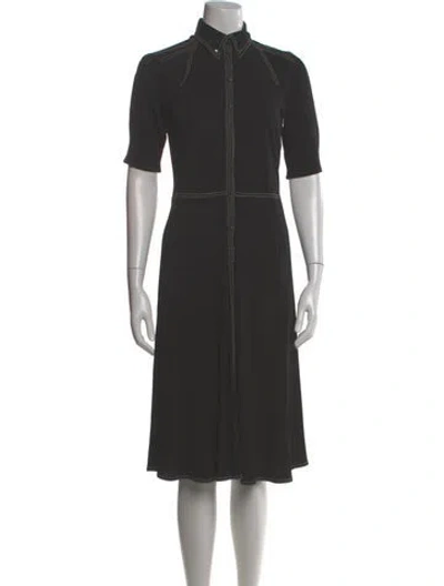 Pre-owned Hermes Mock Neck Midi Length Dress In Black