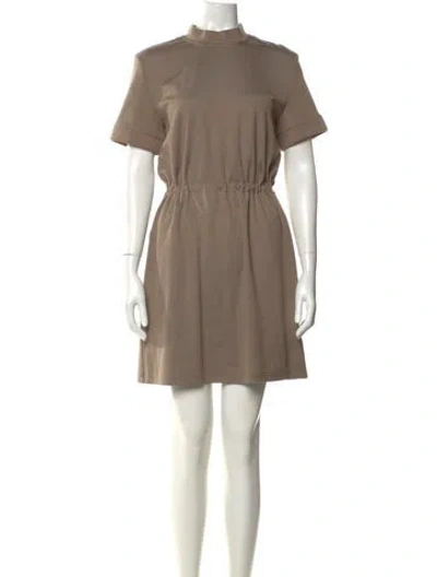 Pre-owned Hermes Mock Neck Mini Dress In Brown