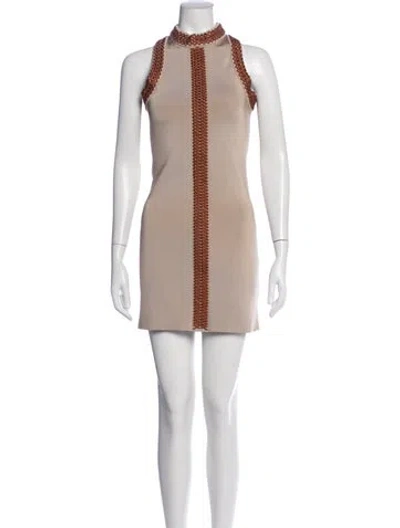 Pre-owned Hermes Mock Neck Mini Dress In Neutrals
