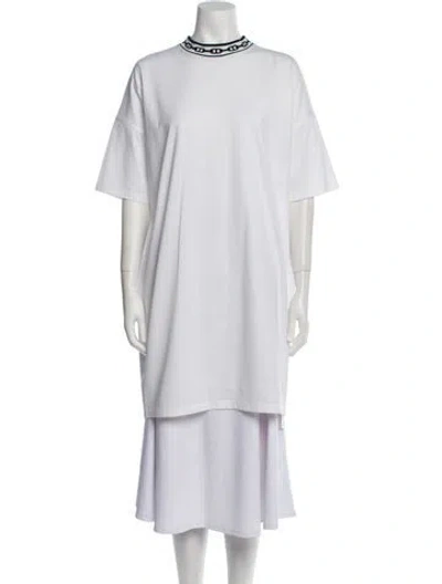 Pre-owned Hermes Mock Neck Mini Dress In White