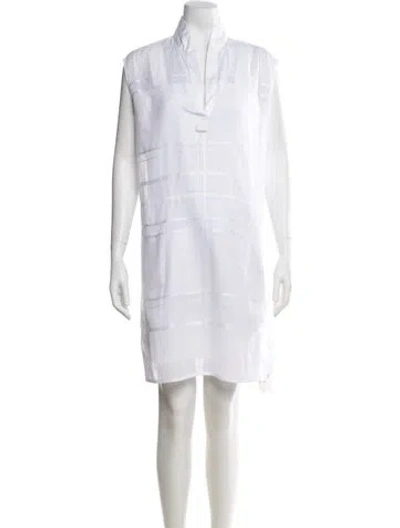 Pre-owned Hermes Mock Neck Mini Dress In White