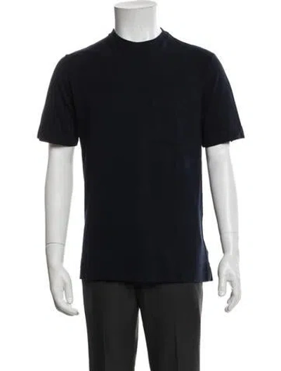 Pre-owned Hermes Mock Neck Short Sleeve T-shirt In Blue