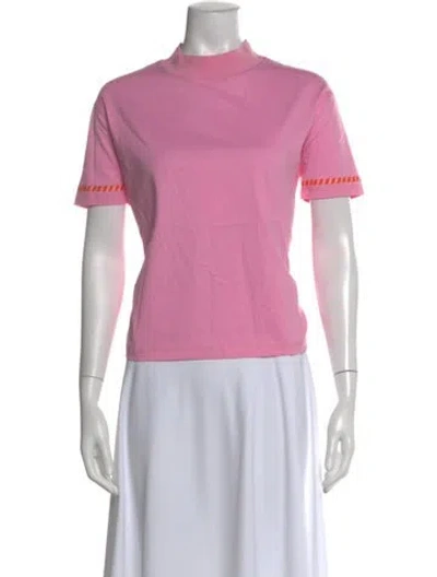 Pre-owned Hermes Mock Neck Short Sleeve T-shirt In Pink