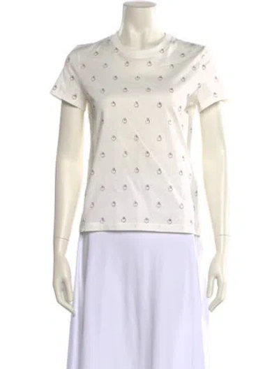 Pre-owned Hermes Mock Neck Short Sleeve T-shirt In White