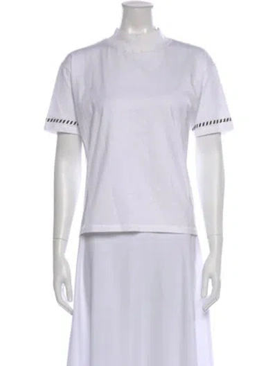 Pre-owned Hermes Mock Neck Short Sleeve T-shirt In White