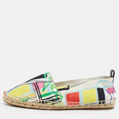 Pre-owned Hermes Hermès Moderniseme Size 38 Multicolor Canvas Espadrille Flats