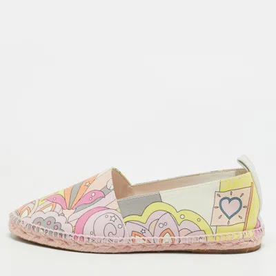 Pre-owned Hermes Moderniseme Size 38 Multicolor Canvas Espadrille Flats