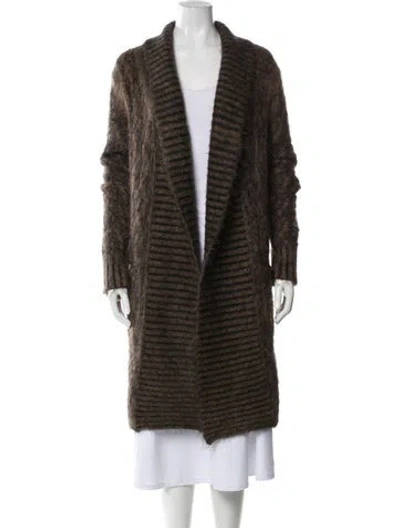 Pre-owned Hermes Mohair Striped Sweater In Brown
