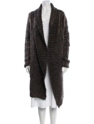 Pre-owned Hermes Mohair Striped Sweater In Brown