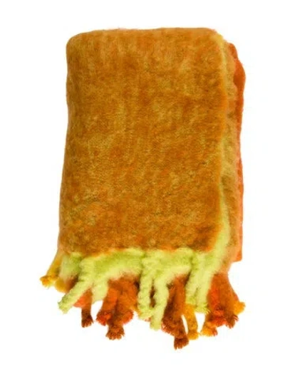 Pre-owned Hermes Mohair Throw Blanket In Orange