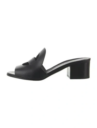 Pre-owned Hermes Mona Leather Slides In Black