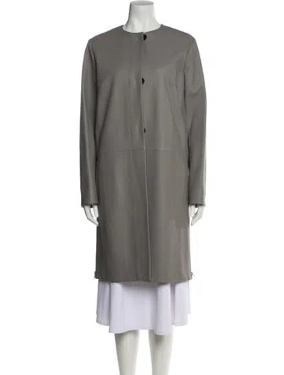 Pre-owned Hermes Mongolian Lamb Coat In Gray