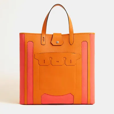 Pre-owned Hermes Monsieur B Cutting Large Tote In Orange