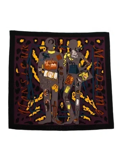 Pre-owned Hermes Monsieur Et Madame Cashmere Shawl In Black