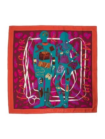 Pre-owned Hermes Monsieur Et Madame Silk Scarf W/ Tags In Pink