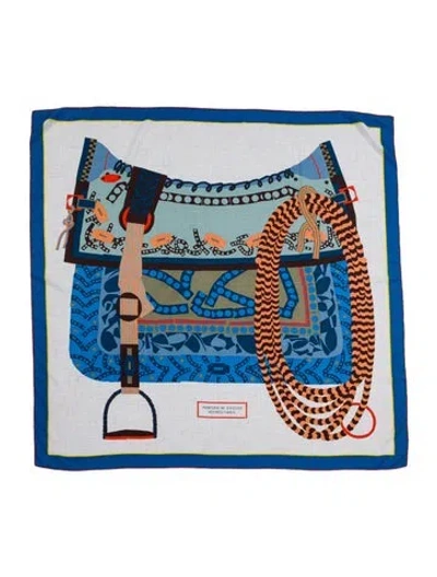 Pre-owned Hermes Montura De Gaucho Cashmere Scarf In Blue