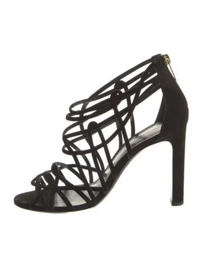 Pre-owned Hermes Moon Suede Sandals In Black