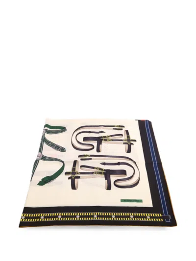 Pre-owned Hermes Mors A Jouets Bandana Scarf In Neutral