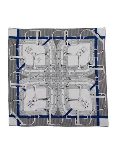 Pre-owned Hermes Mors A Jouets Cashmere Shawl In Gray