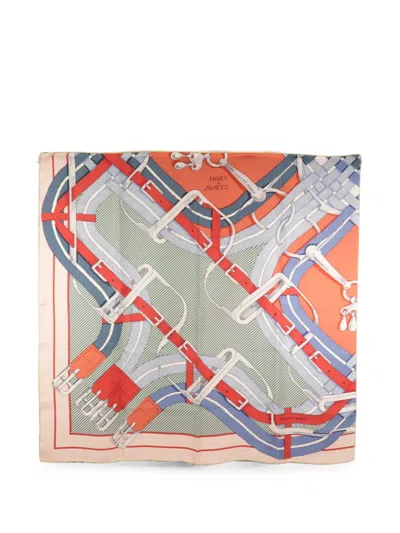 Pre-owned Hermes Mors À Jouets Square-shape Scarf In Orange