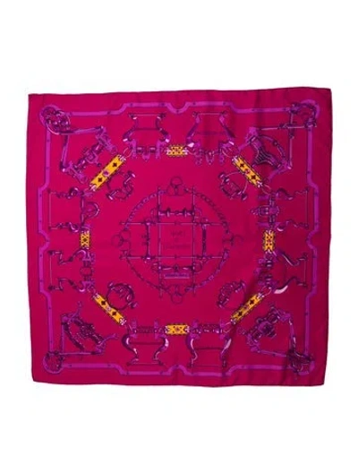 Pre-owned Hermes Mors Et Gourmettes Silk Scarf In Pink