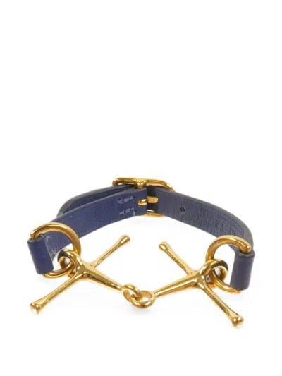 Pre-owned Hermes Mors Lambskin Leather Bracelet In Gold