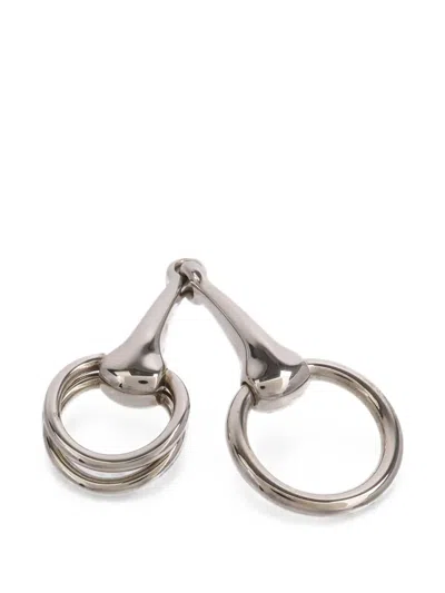 Pre-owned Hermes Mors Scarf Ring In Silver