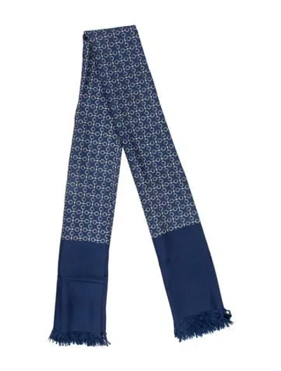Pre-owned Hermes Mors Silk Scarf In Blue