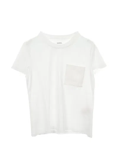 Pre-owned Hermes Mosaic H Pocket T-shirt In White