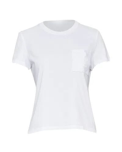 Pre-owned Hermes Hermès Mosaique Au 24 Embroidered T-shirt In White/white