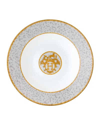 Pre-owned Hermes Mosaique Au 24 Gold Soup Plate In Multi
