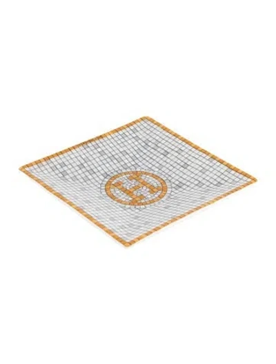 Pre-owned Hermes Mosaique Au 24 Mini Square Plate N°1 In Gold/grey