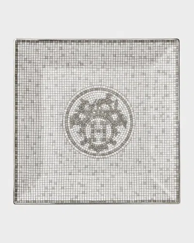 Pre-owned Hermes Mosaique Au 24 Platinum Square Plate