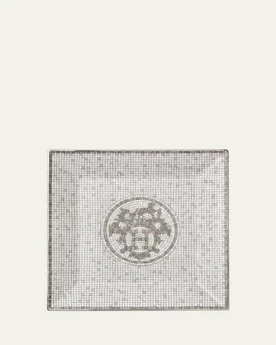 Pre-owned Hermes Mosaique Au 24 Platinum Square Plate