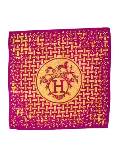 Pre-owned Hermes Mosaique Au 24 Silk Scarf In Purple