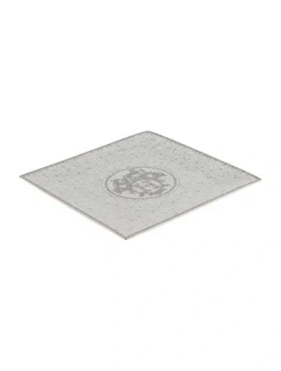 Pre-owned Hermes Mosaique Au 24 Small Tray In Grey/silver