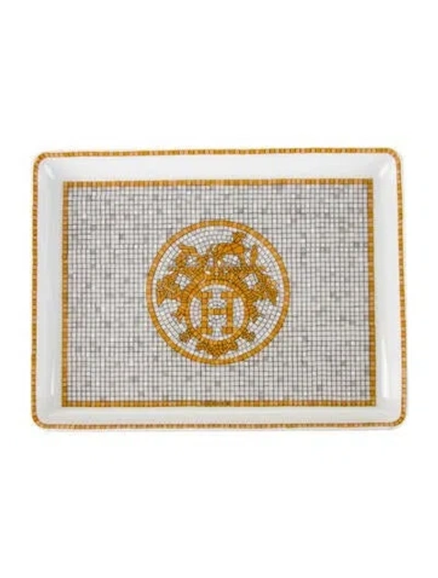 Pre-owned Hermes Mosaïque Au 24 Small Tray In Multi