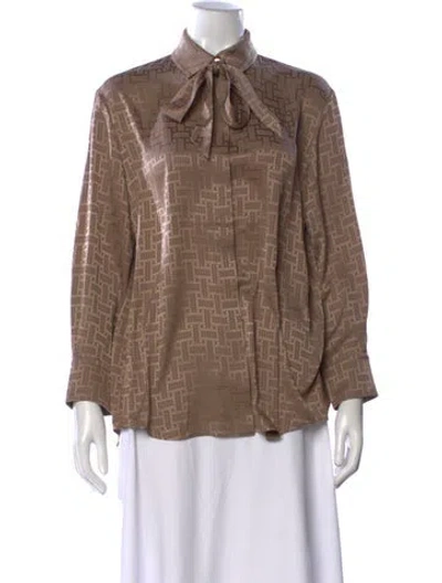 Pre-owned Hermes Mosaique Silk Blouse In Neutral