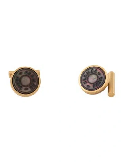Pre-owned Hermes Mother Of Pearl Clou De Selle Cufflinks In Multicolor