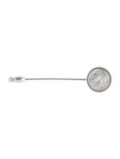 Pre-owned Hermes Mother Of Pearl Clou De Selle Stick Pin In Gray