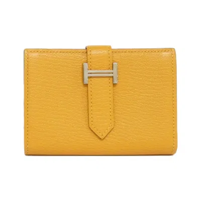 Pre-owned Hermes Moutarde Chevre Leather Wallet (bi-fold) ()