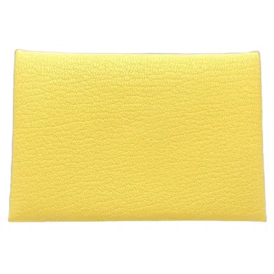 Pre-owned Hermes Moutarde Leather Coin Purse/coin Case ()