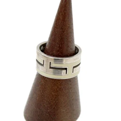 Pre-owned Hermes Move H Beige Silver Silver 925 Band Ring () In Beige, Silver