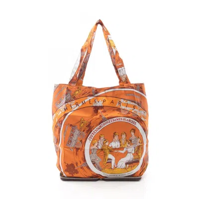 Pre-owned Hermes Multi-color Orange Buffle Skipper Leather Silk Tote Bag ()