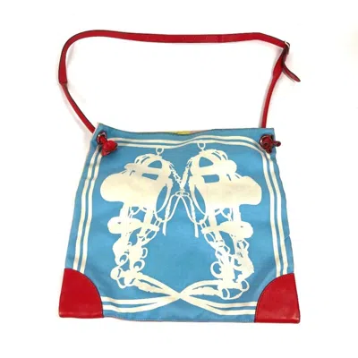 Pre-owned Hermes Multi-color Silk Leather Pouch Shoulder Bag ()
