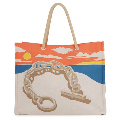Pre-owned Hermes Multi-color Toile H Beach Bag Tote Bag ()