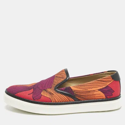 Pre-owned Hermes Multicolor Abstract Print Canvas Slip On Sneakers Size 39