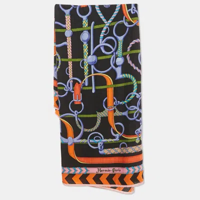 Pre-owned Hermes Hermès Multicolor Cashmere Silk Panoplie Equestre Scarf