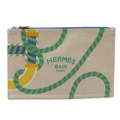 Pre-owned Hermes Multi-color Cotton Leather Clutch Bag Pouch ()